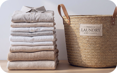 Folded Laundry Stack & Basket